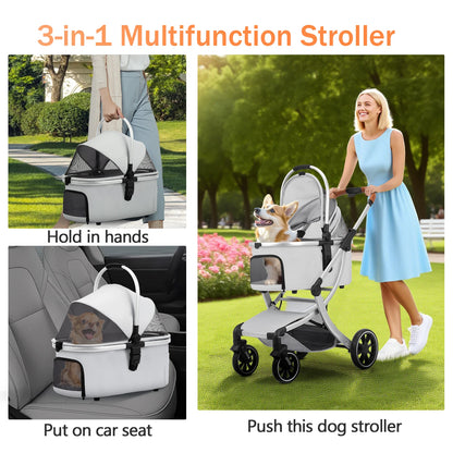 STLFFactory Price Foldable Pet Stroller with Shock Absorbers and Mesh Windows for Cats and Dogs