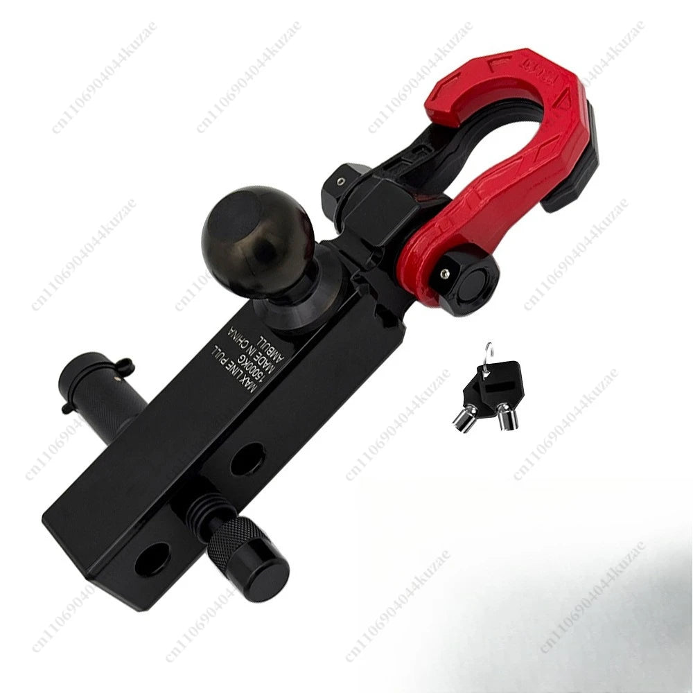 New Extended Off-Road Trailer Hitch with Ball Mount, Universal Square Receiver, High-Strength Solid Tow Hook