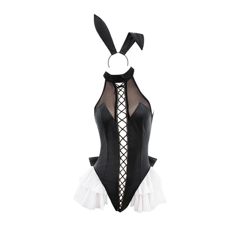 Ladies' Erotic Lingerie Midnight Passion Sexy Open Crotch No Take Off Hollowed Out Jumpsuit Bunny Girl Uniform Tempting