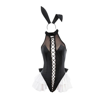 Ladies' Erotic Lingerie Midnight Passion Sexy Open Crotch No Take Off Hollowed Out Jumpsuit Bunny Girl Uniform Tempting