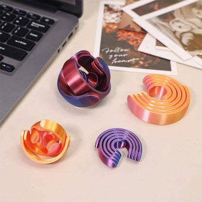 3D Printed Spiral Kinetic Fidget Toy, Infinity Moving Desk Toy, Anti-Stress Anxiety Relief Finger Spinner for Kids Adults