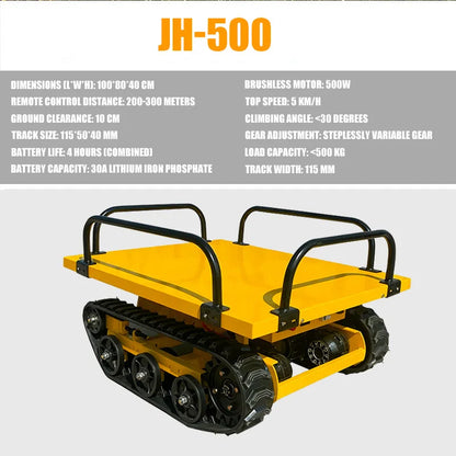 0.5-2T Remote Control Electric Rubber Tracked Crawler Carrier All Terrain Farm Construction Transport Vehicle 1400*900mm