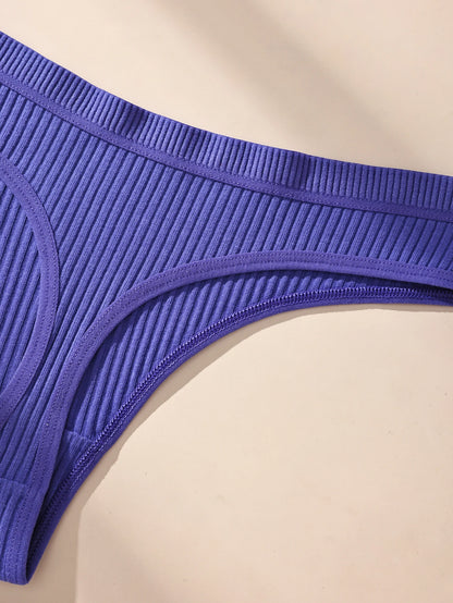 7Pcs/Set Women Thongs Cotton Panties Striped Underwear Sexy Underpants Solid Panty Soft G-Strings  Plus Size Female Lingerie