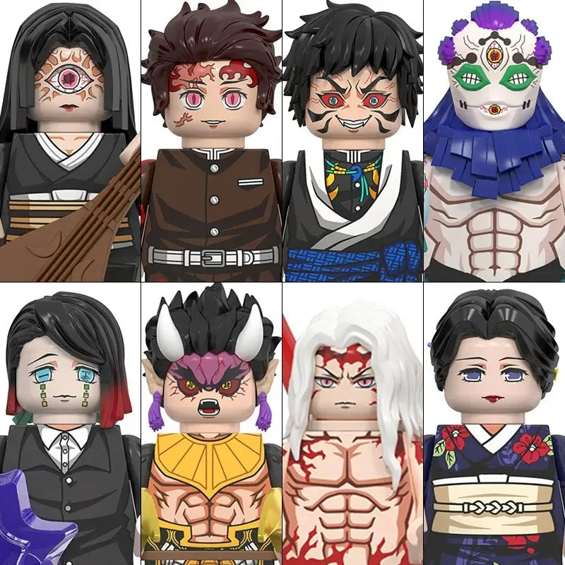 Demon Slayer Miniatures, Tan Errou, NeiZuko, Guiyou, Shinobu, collectible action figures, children's assembled toys, gifts.