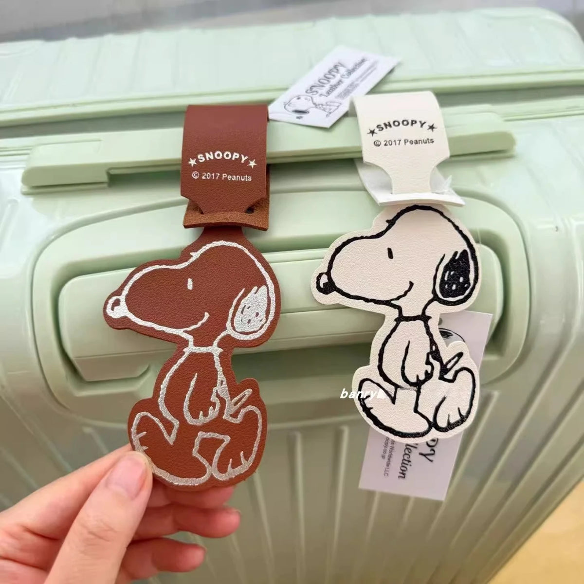 Japanese Snoopy peripheral cartoon suitcase luggage tag cute checked anti-lost tag bag doll boarding pass anime gift unisex