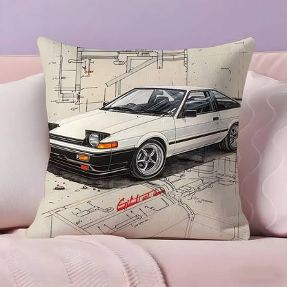 Classic retro car AE86 Pillow Case Pillowcase Ultra Soft Skin Friendly Fabric Cloud Like Comfort & Concealed Zipper