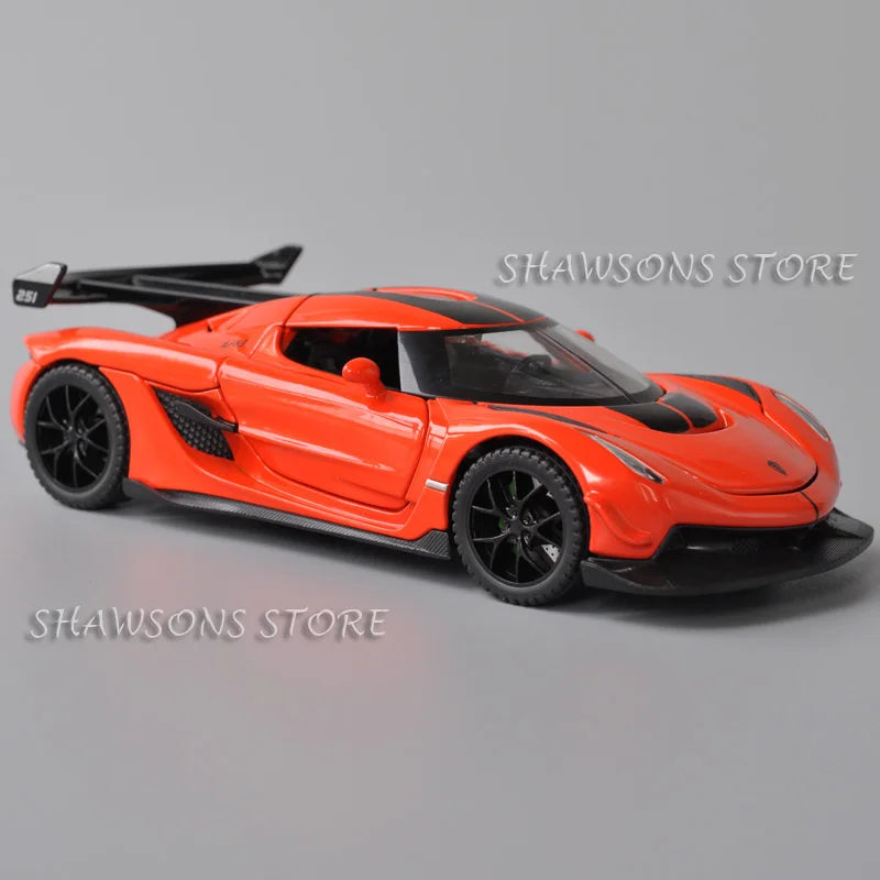 1:32 Scale Diecast Model Car Toys Koenigsegg Jesko Miniature Replica Pull Back Sound Light