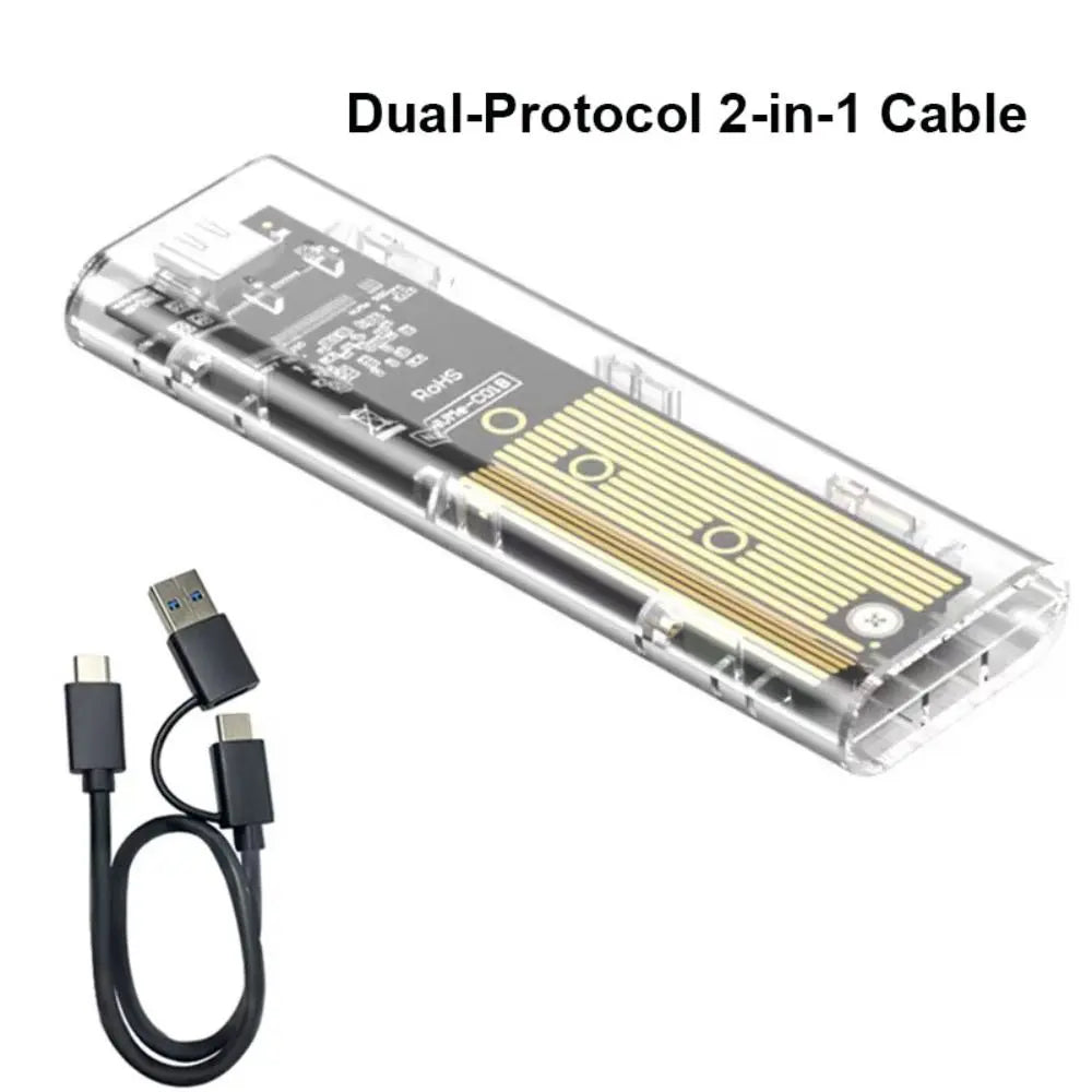 M.2 NVME PCIe NGFF SATA Dual Protocol SSD Case Clear USB Type C 10Gbps PCI-E M2 SSD Transparent External Enclosure Hard Disk Box