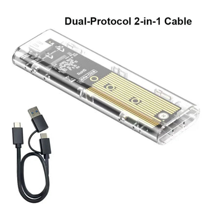 M.2 NVME PCIe NGFF SATA Dual Protocol SSD Case Clear USB Type C 10Gbps PCI-E M2 SSD Transparent External Enclosure Hard Disk Box