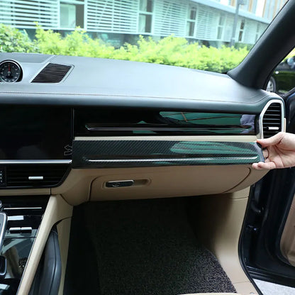 For Porsche Cayenne 2018 2019 2020 2021 2022 2023 Real Carbon Fiber Car Center Console Panel Cover Trim Stickers Car Accessories