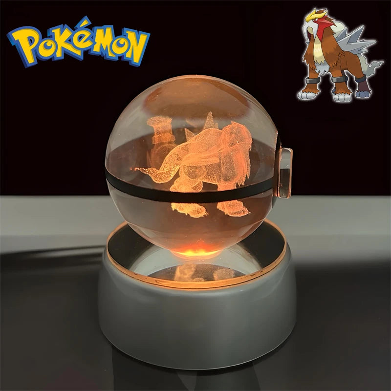 Pokemon 3D Crystal POKE BALL Figure Toys Snivy Dragonair Blastoise Venusaur Milotic Raichu Night Light LED Lamp Base Model Dolls