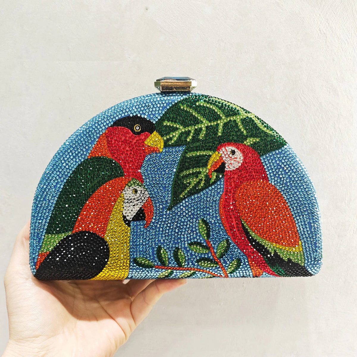 Multicolored Parrot Diamond Evening Bags Women Crystal Clutch Purse Cocktail Prom Bird Party Handbags Rhinestone Shoulder Bag