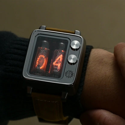 NEW NEONWORKS BACKTOFUTURE 2 Nixie Tube Digital Watch: Sapphire Glass, 9-Color Backlight, USB-C Wireless Charging