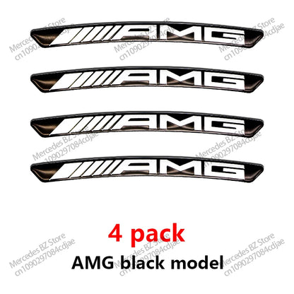 4Pcs Wheel Hub Stickers Wheel Rims Aluminium Decoration Strips For Mercedes Benz AMG GLC GLA GLB GLE GLS CLA W204 W205 W169 W176