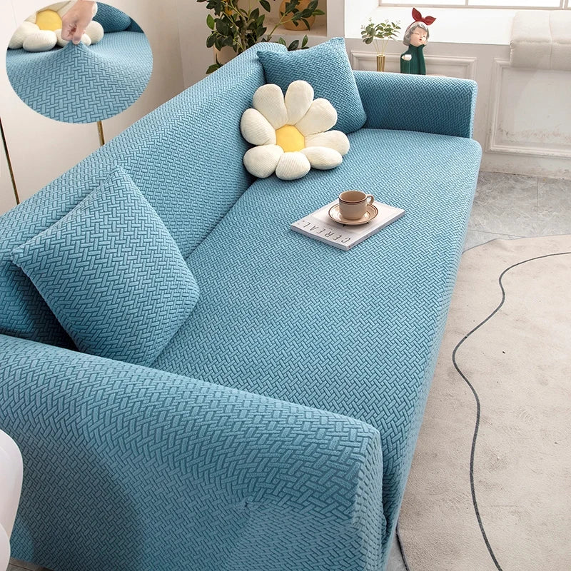 Jacquard Adjustable Elastic Sofa Cover Armchair Protector Corner L Shape Stretch Thick Slipcovers Couch Covers 1/2/3/4/5 Seater