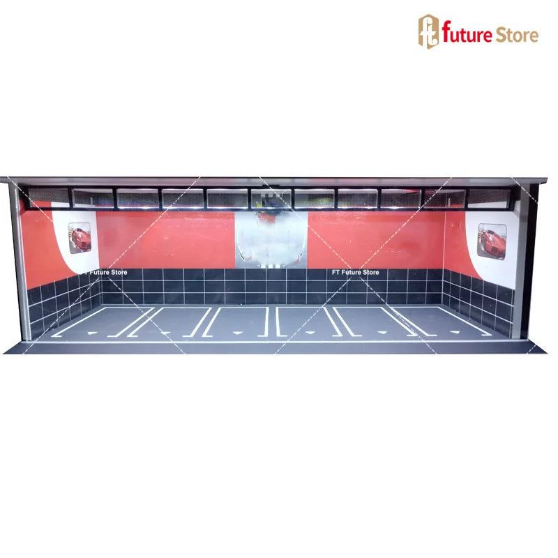 1/64 Scale Garage Scene Model Lighting Assembled Parking Lot Diorama Parking Place for Miniatures Figure Cars Display