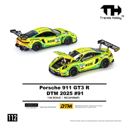 Trends Hobby 1/64 Porsche 911 GT3 R 2025 DTM Super Sport Racing Miniature Model Toy Car Free Wheels Diecast Collection Gift