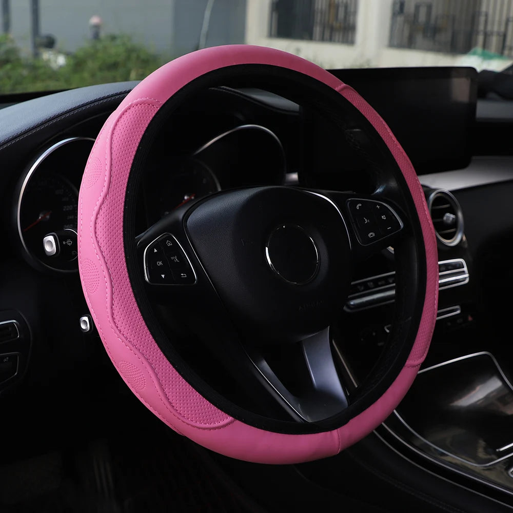 PU leather three-dimensional embossed hand-shaped massage car rimless steering wheel cover for 14.5 - 15 inch car interiors
