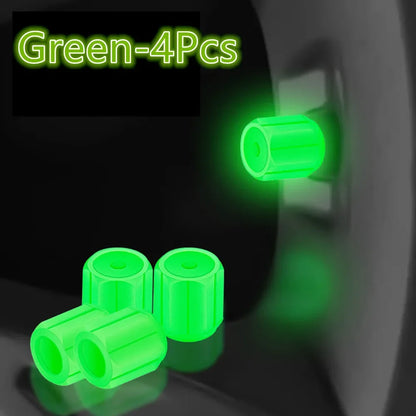 Luminous Tires Valve Caps Car Styling Universal Fluorescent Tire Valves Cap Car Motorcycle Bike Wheel Plug Tyre Hub Cover Decor