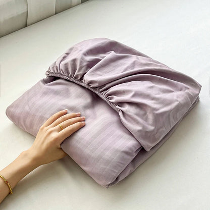 High Quality Striped Embossed Fitted Sheet 1Pc- Microfiber Soft Touch,Breathable Wrinkle Free Anti-Slip, Solid Color Multi-Sizes