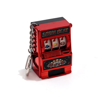 Mini Gambling Slot Machine Key Chains Creative Arcade Pocket Fruit Lucky Jackpot Gadget Antistress Toy Funny Games Keychain Ring