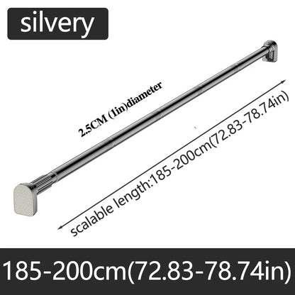 Adjustable Stainless Steel Shower Curtain Rod Clothes Drying Rack No-Drill Telescopic Pole for Laundry Room Bathroom