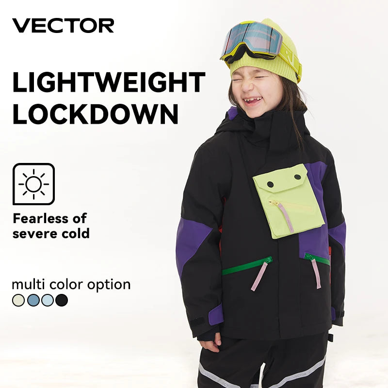 VECTOR Ski Wear Children Hooded Sweater Boys and Girls Wear Thickened Warmth Waterproof Equipment Jackets Snow Jacket