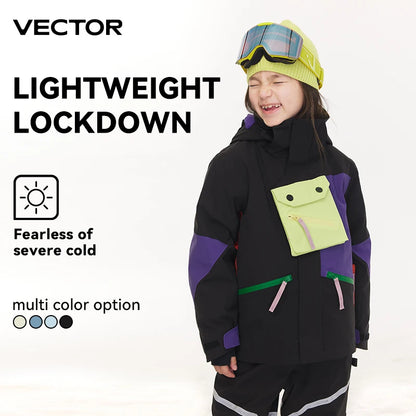 VECTOR Ski Wear Children Hooded Sweater Boys and Girls Wear Thickened Warmth Waterproof Equipment Jackets Snow Jacket