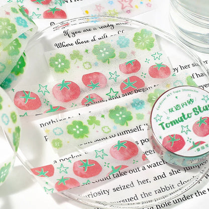 3m/roll Kawaii Korean INS Lucky Grass Sparkling Sand PET Tape Stickers DIY Scrapbook Decoration Diary Album Aesthetic Stationery
