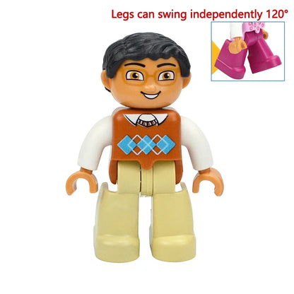 Figures Dolls Big Size Building Blocks Family Action Workers Doctor Police Farmer Compatible Large Bricks Duploes Kid Toys