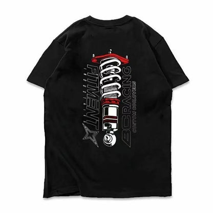 2026 Summer Pure Cotton Heavyweight American Style BC Short-Sleeve Car Modified T-Shirt, Loose-Fitting, Twisted-Neck, Versatile,