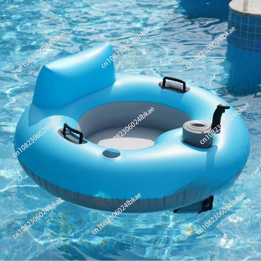 Inflatable electric floating row built-in propeller motor swimming ring outdoor swimming pool water foldable backrest motor loun