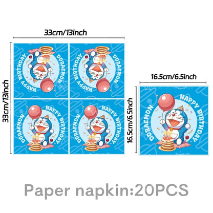 Cartoon Doraemoned Birthday Party Decoration Tableware Cup Plate Tablecloth Napkin Backdrop Cartoon Cat Party Favors Supplies