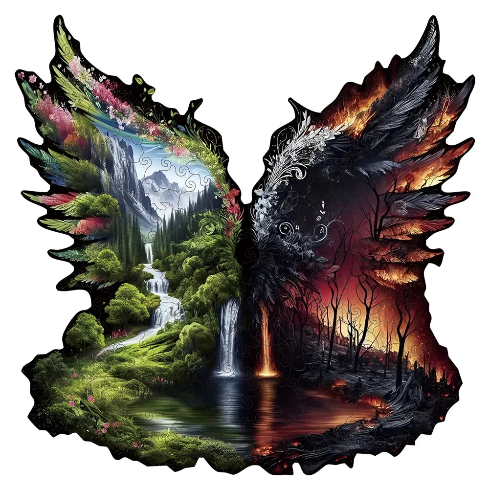 Landscape Theme Wooden Puzzle For Adults, Irregular Animal Shaped Pieces, High-difficulty Magic Puzzle Intellectual Toys