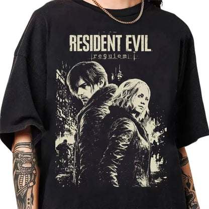2026 Retro Resident Evil Requiem T-shirt, Resident Evil Game T-shirt, Summer New Retro Unisex Casual Fashion T-shirt