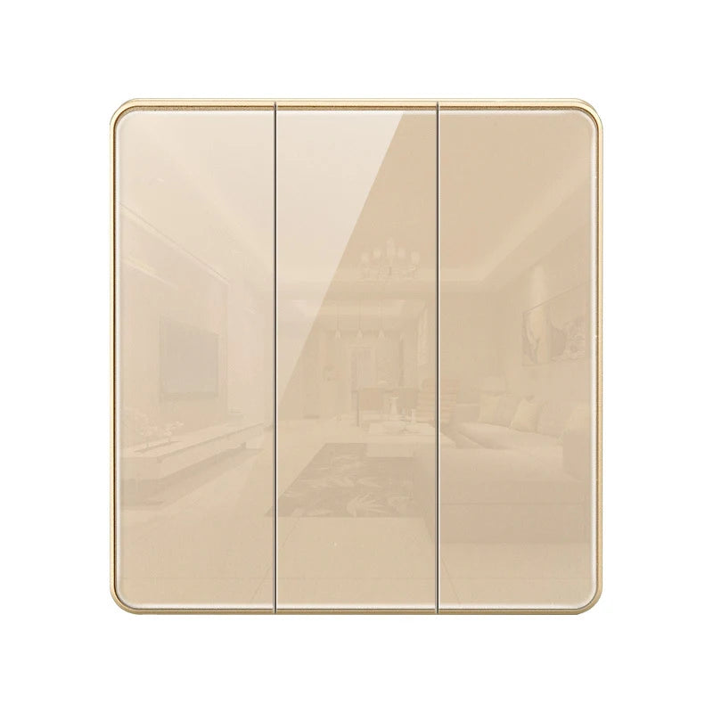 86X86MM Tempered Glass Wall Switch Socket EU FR UK Standard USB Charging Port 10A/13A 250V 1/2/3/4 Gang Crystal Panel