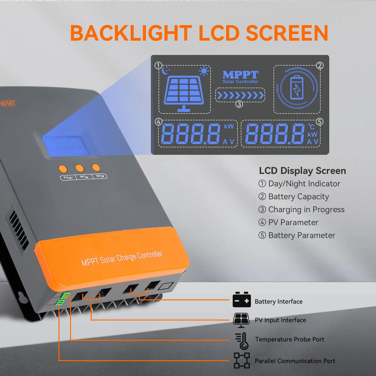 PowMr 100A MPPT Solar Charge Controller Intelligent Regulator for 12V 24V 36V 48V Solar Battery Max 160V Panel Can Parallel 12pc