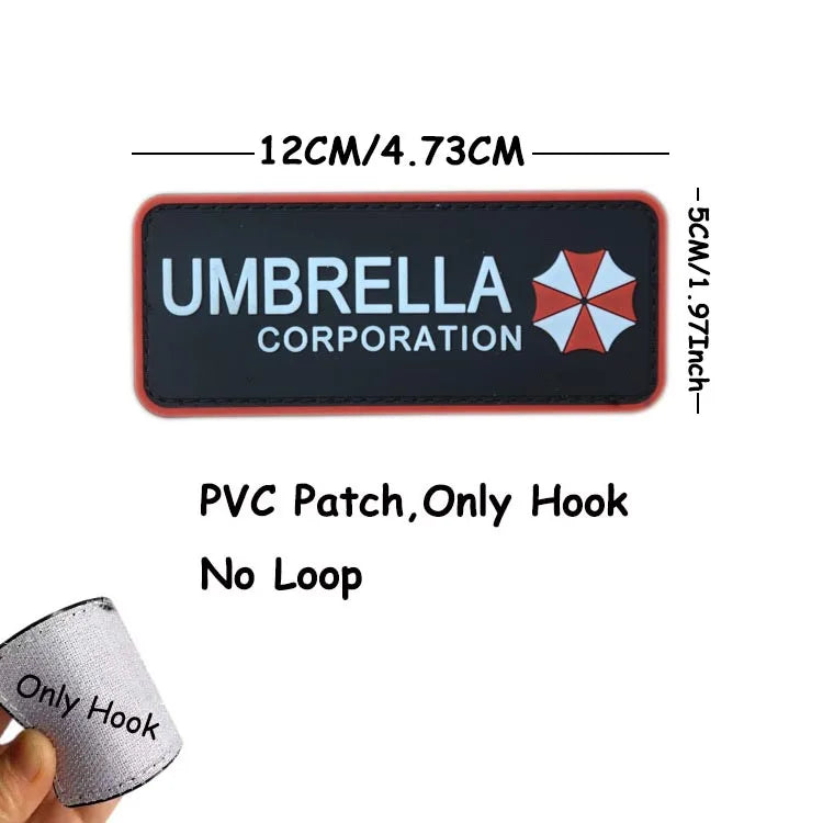 1PC,2PCS/ Umbrella Corporation PVC Rubber Morale Emblem,Biohazard Insignia Applique Embroidered patches,Tactical Backpack Badges
