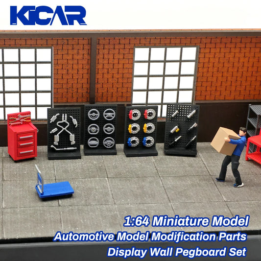 1/64 Scale Model Car Repair Shop Garage Display Wall Parts Resin Perforated Panel Set for Diorama Modification Custom Hobby