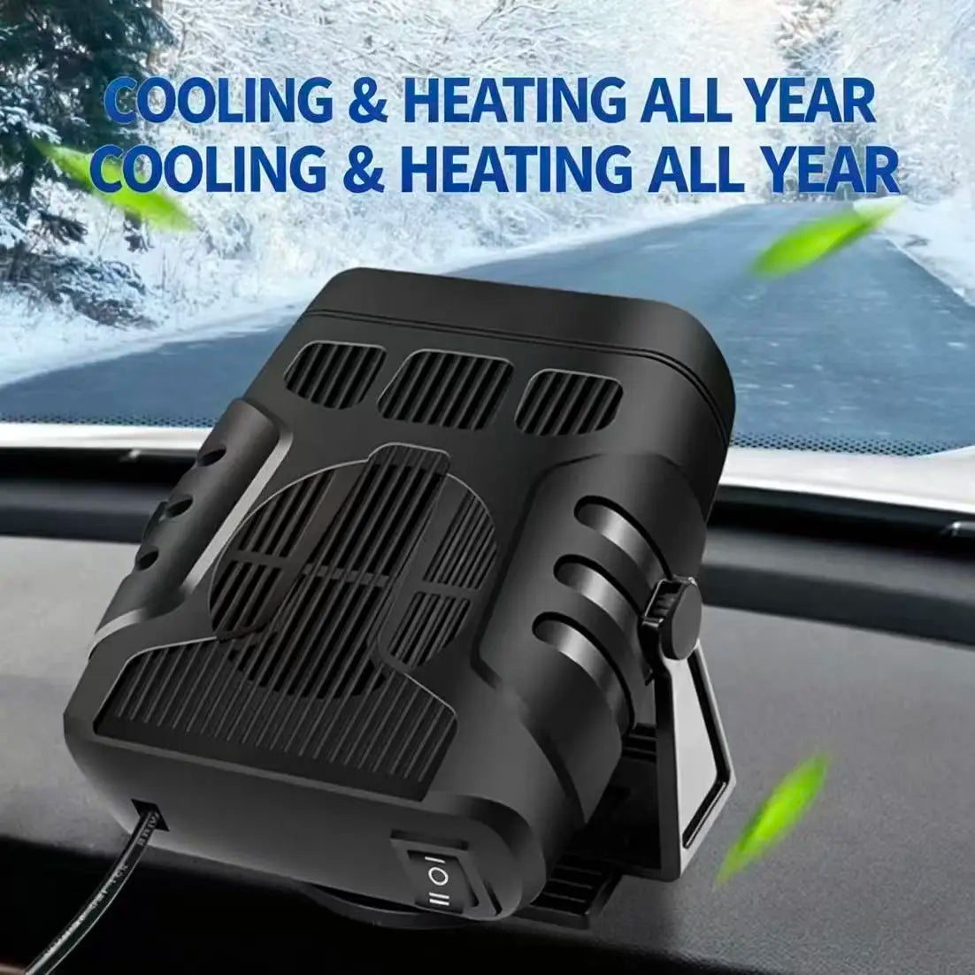 12V Car Heater 120W Efficient Fast Heat Auto Windshield Defrost Defog Heater Fan 360° Adjustable Base for Truck Van SUV