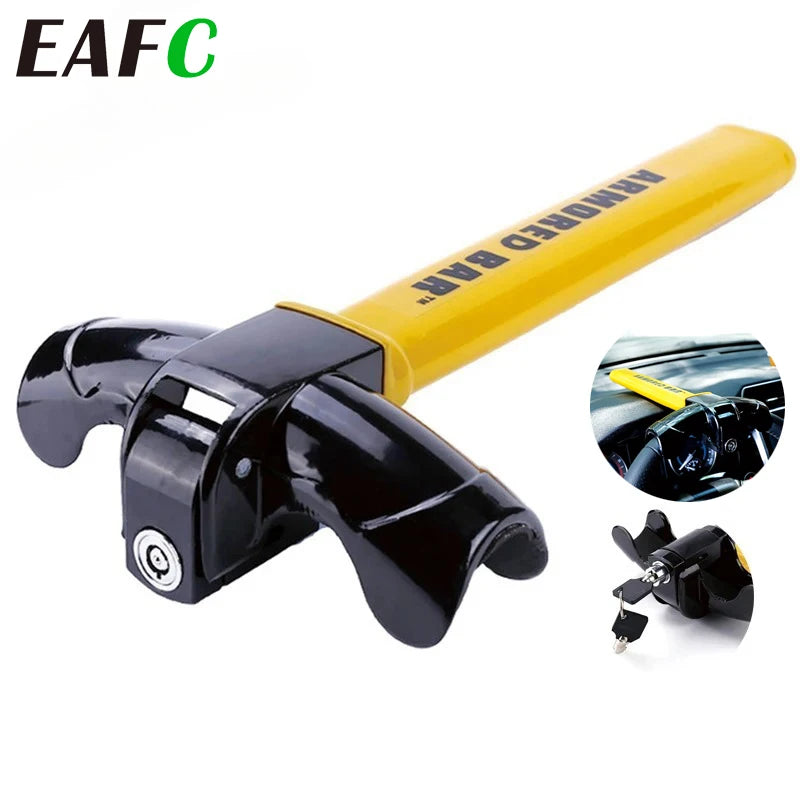 EAFC Car Steering Wheel Lock Heavy Duty Stainless Lock Universal Anti-theft Car/Van Security Rotary Enhance Automobile Security