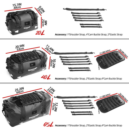 Rhinowalk Motorcycle Saddle Bag Waterproof 20L/40L/65L Universal Pannier Side Bag Top Travel Luggage Box Free Combination