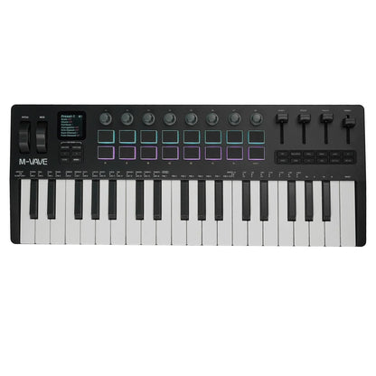 M-VAVE SMK-37 Pro Keyboard 37 Key MIDI Controller With Built-in Synth Engine 8 Knobs + 16 RGB Pads 37 Key MIDI Controller