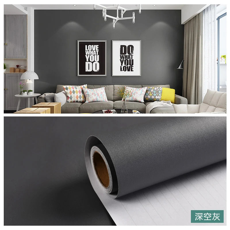 Macaron DIY Solid Color Stickers Self-adhesive Thickened Waterproof PVC Bedroom Dormitory Wardrobe Wall Renovation Wallpaper