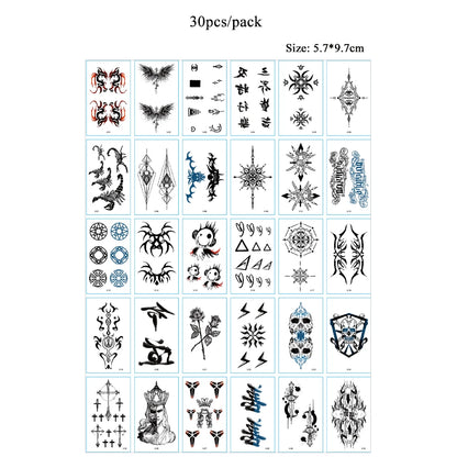 30pcs Black Small Temporary Tattoo Stickers for Men Women Waterproof Butterfly Flower Moon Fake Tattoo Stickers for Hand Body