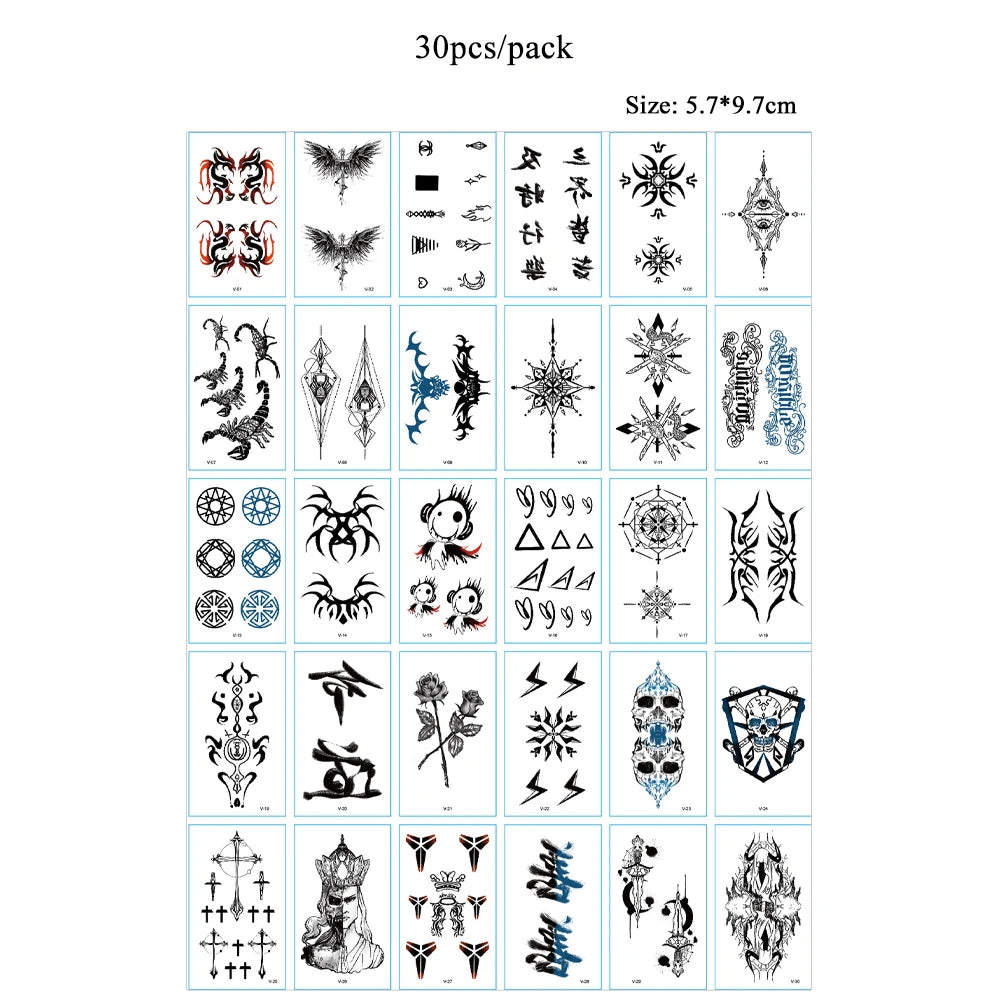 30Pcs Black Butterfly Tattoo Stickers for Women Waterproof Temporary Tattoos for Hand Chest Body Makeup Fake Tattoo