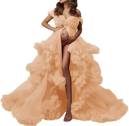 Sexy Maternity Gowns Photoshoot  Ruffles baby shower платье для беременных فساتين حوامل vestidos para embarazadas photoshoot