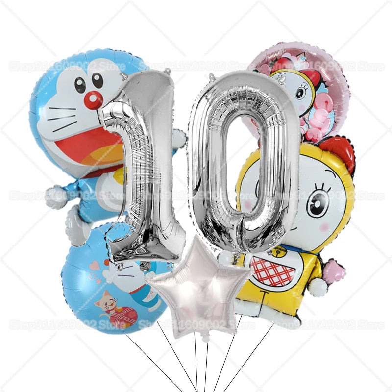 Doraemons Number 1-10 Balloons Girls Boys Birthday Decorations Baby Shower Gender Reveal Balloon Party Supplies Kids Toys Gift