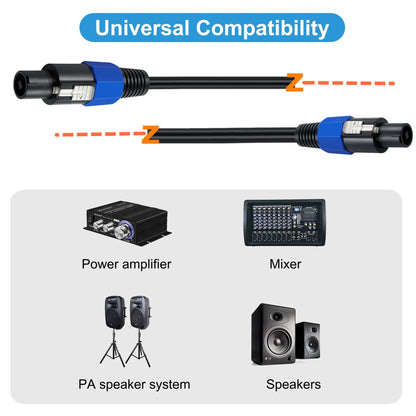 0.5m-30m Audio Cable Speakon Male to Male Cable Professional Copper Cord DJ Speaker Cable Wire 0.5m-30m with Twist Lock