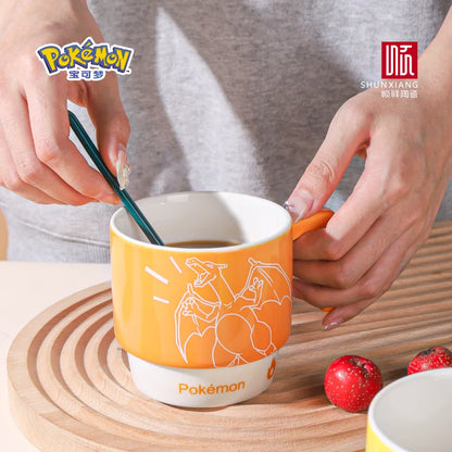 Pokémon Licensed Cartoon Ceramic Mugs Stackable Coffee Milk Tea Cups Kids Coffee Cups Breakfast Milk Juice Cup